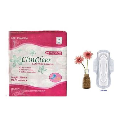 Night Use 290mm Cotton Sanitary Napkin ฟิล์ม PE ระบายอากาศได้ยาวเป็นพิเศษ